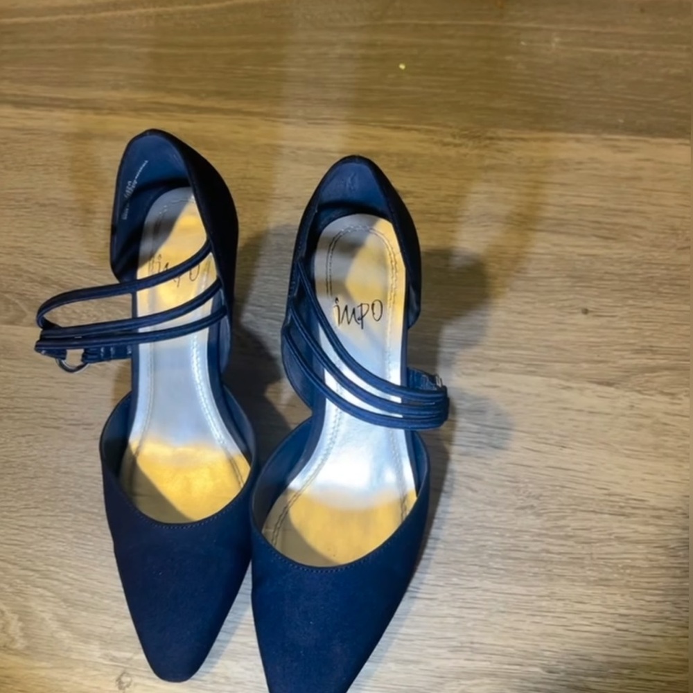 Impo Navy Pointed Toe Strappy Heels